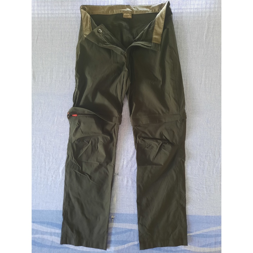Eddie Bauer Mens Convertible Tech Pants 32x32 Black Hiking Zip Off Cargo 1537466